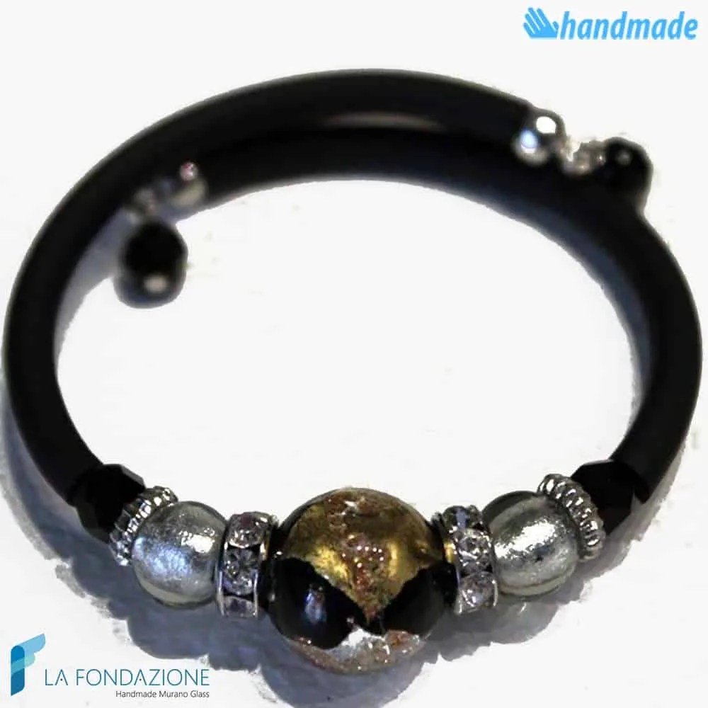 Pearl bracelet with aventurine handmade Murano glass - La Fondazione snc - BRAC0033