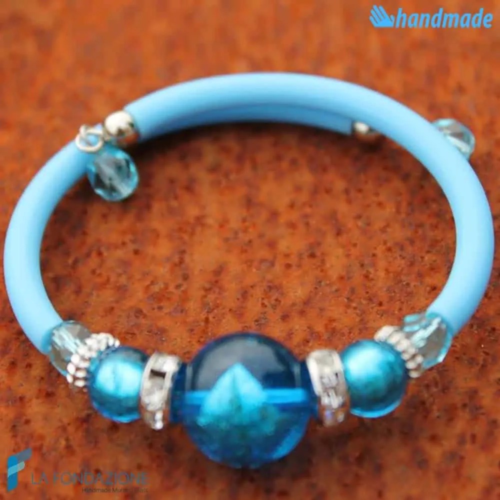 Pearl bracelet with aventurine handmade Murano glass - La Fondazione snc - BRAC0033