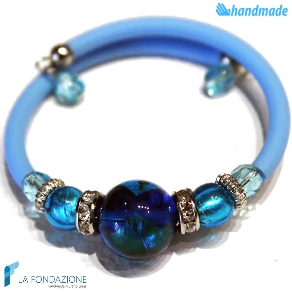 Pearl bracelet with aventurine handmade Murano glass - La Fondazione snc - BRAC0033