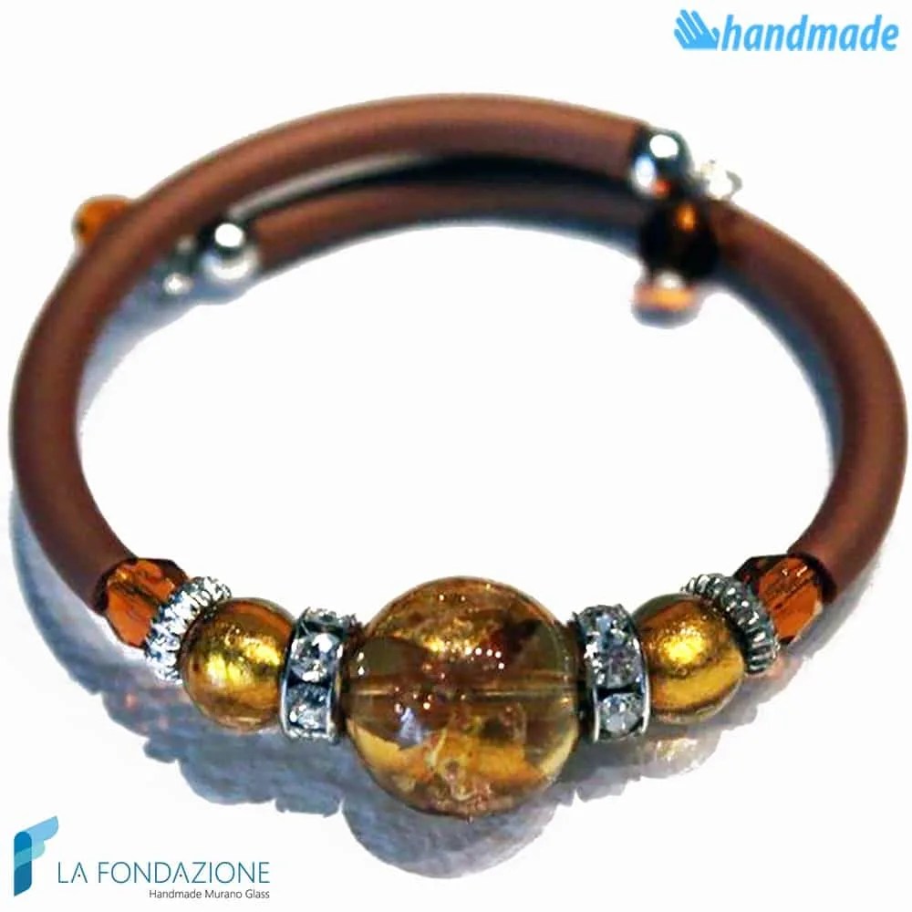 Pearl bracelet with aventurine handmade Murano glass - La Fondazione snc - BRAC0033