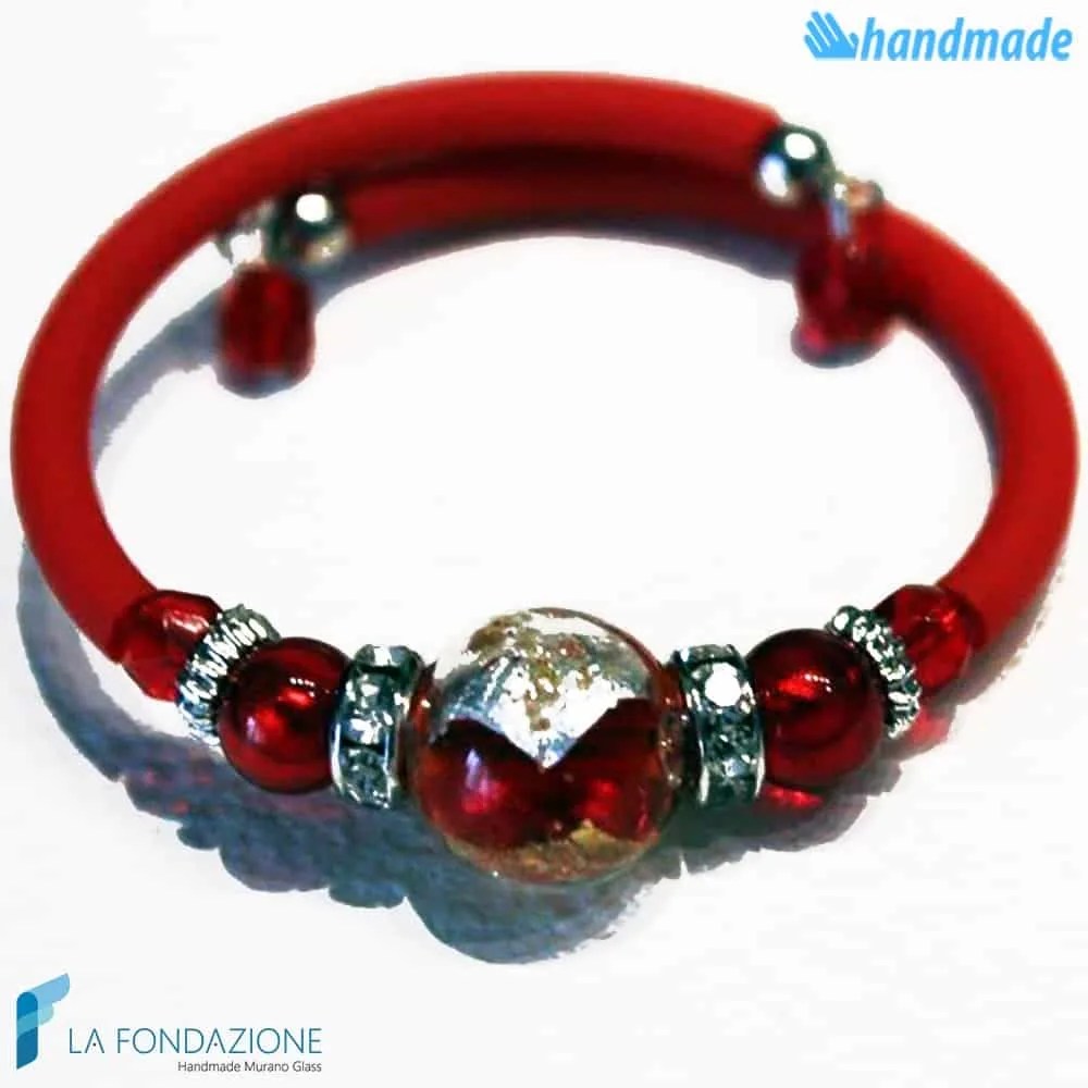 Pearl bracelet with aventurine handmade Murano glass - La Fondazione snc - BRAC0033