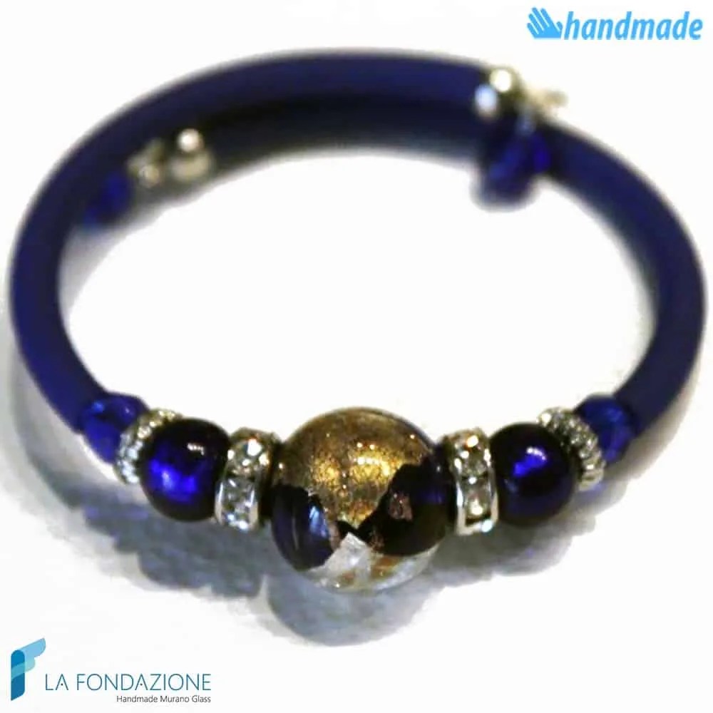 Pearl bracelet with aventurine handmade Murano glass - La Fondazione snc - BRAC0033