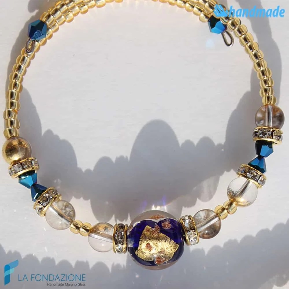 Blue Harmonic Bracelet handmade Murano glass - La Fondazione snc - BRAC0037