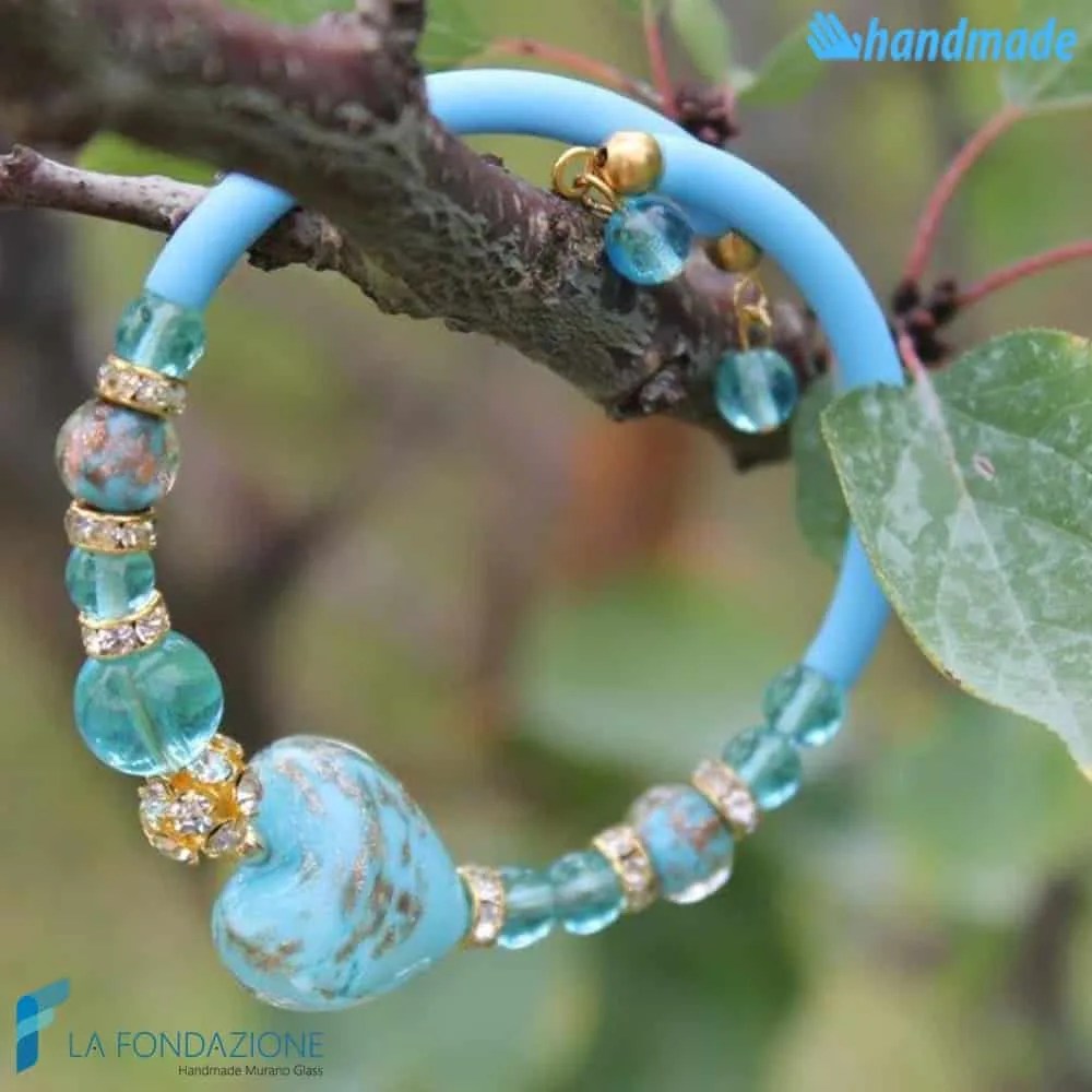 Valentine blue Murano glass bracelet - La Fondazione snc - BRAC0043
