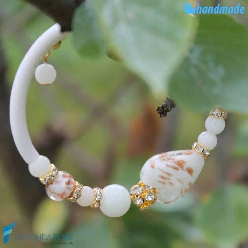 White valentine bracelet handmade Murano glass - La Fondazione snc - BRAC0045