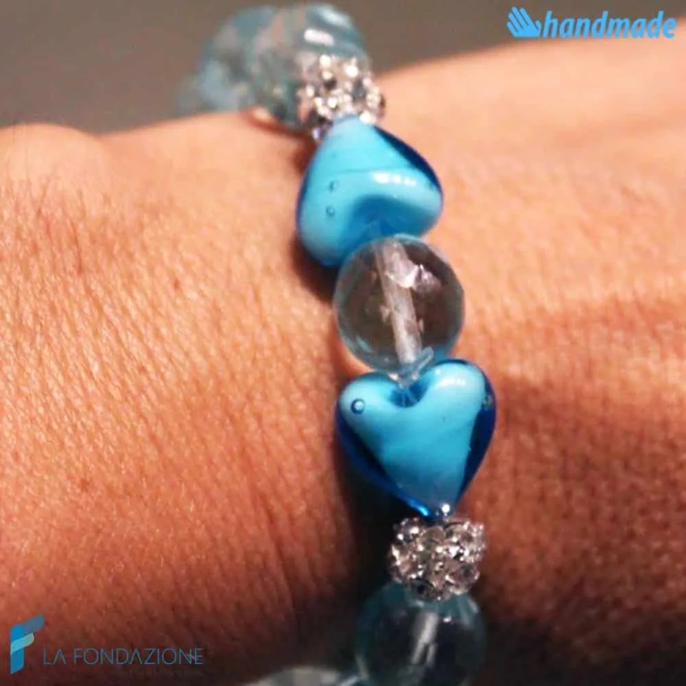 Heart Shine Bracelet handmade in Murano glass - La Fondazione snc - BRAC0056