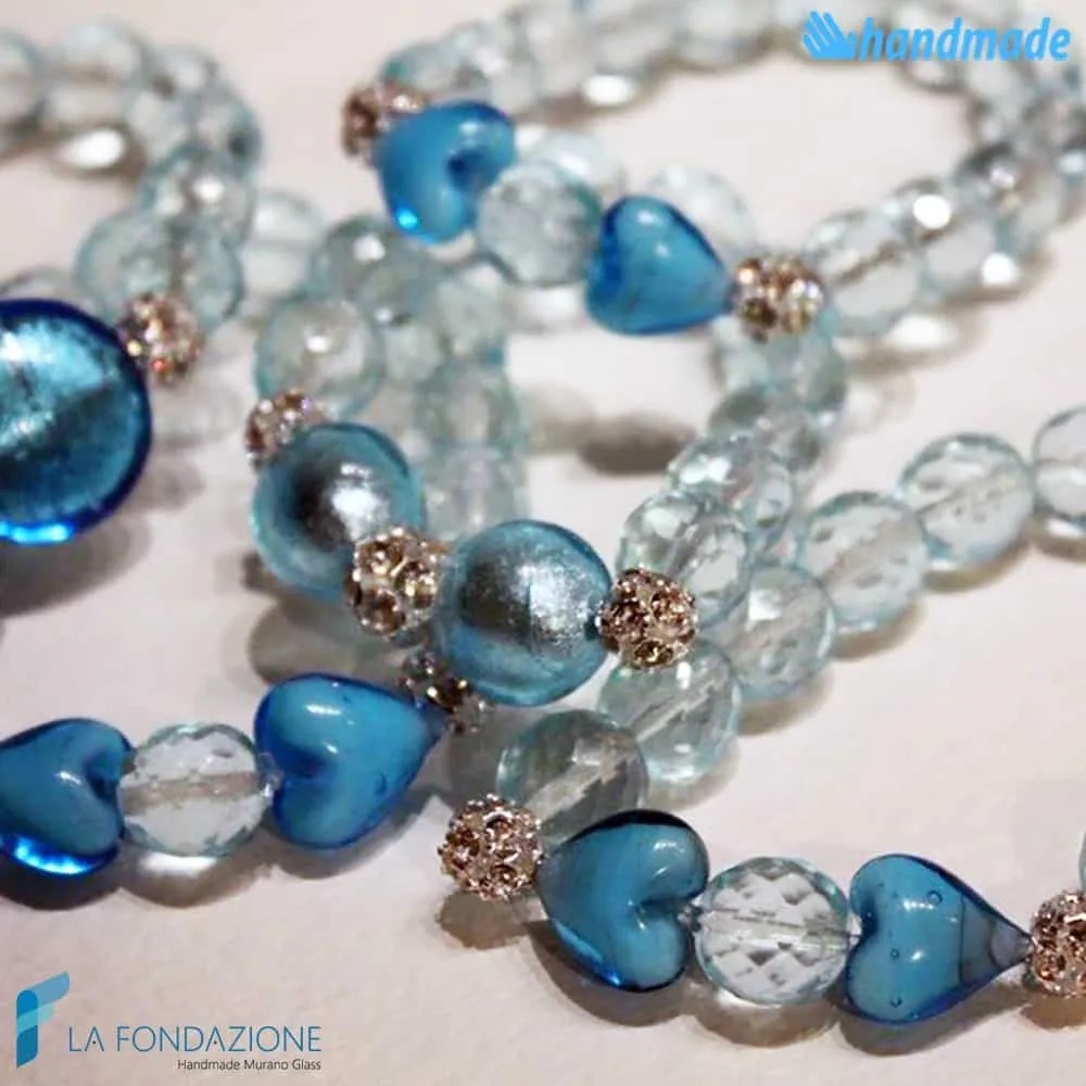 Tris Lustro Azzurri - Bracciale in vetro di Murano