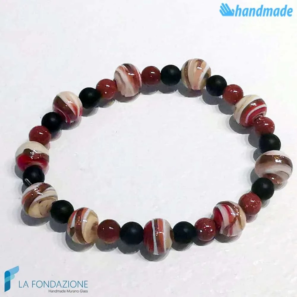 Zanzibar hematite bracelet handmade in Murano glass - La Fondazione snc - BRAC0059
