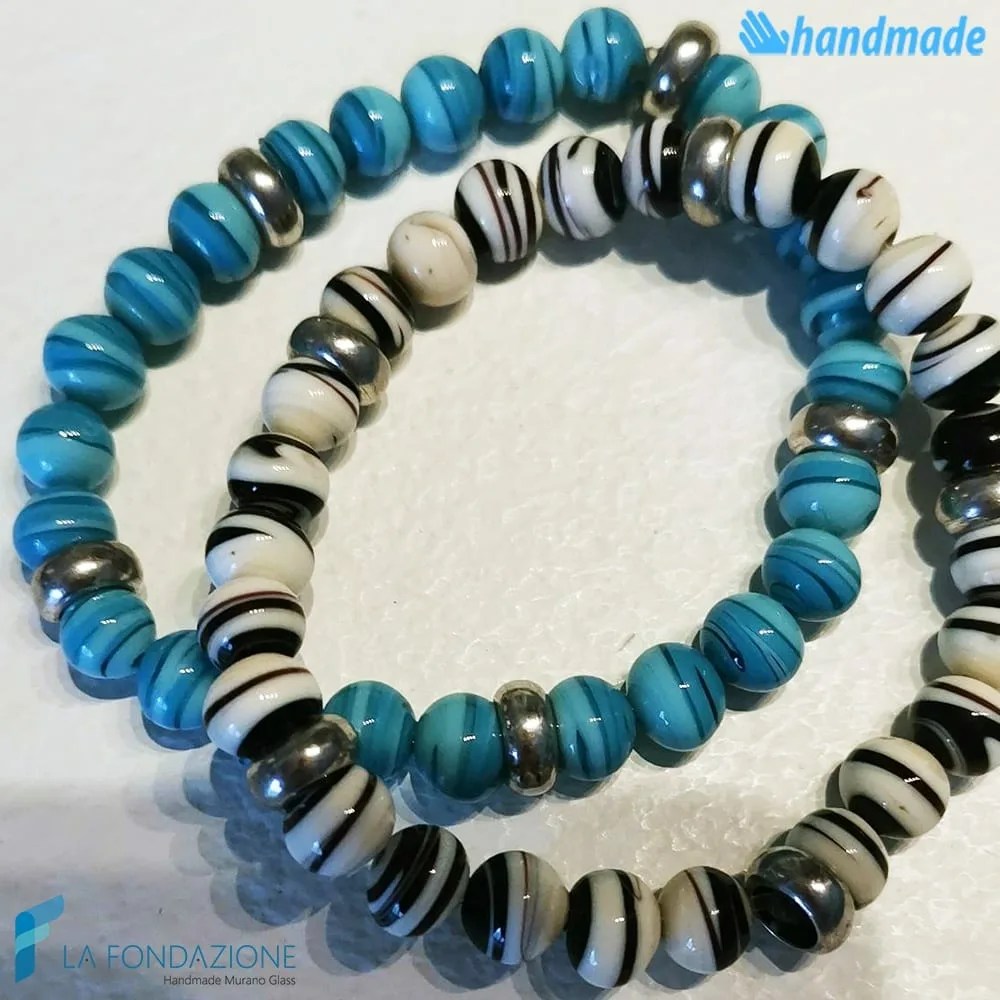 Zanzibar Argento - Bracciale in vetro di Murano