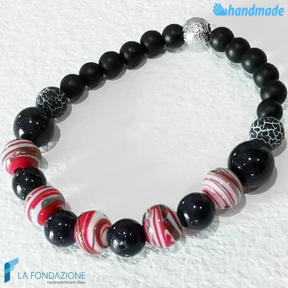 Zanzibar in Black - Bracciale in vetro di Murano