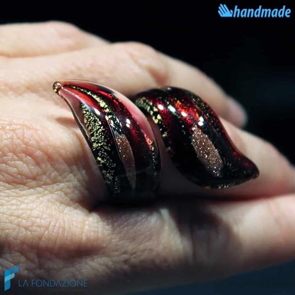 Ancient Rome Ribbon Ring in Murano glass - La Fondazione snc - RINGS0041