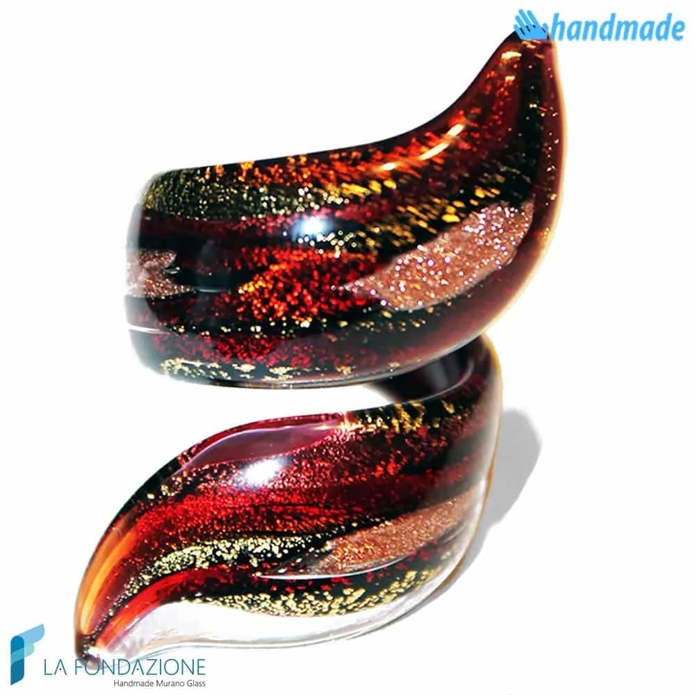 Ancient Rome Ribbon Ring in Murano glass - La Fondazione snc - RINGS0041