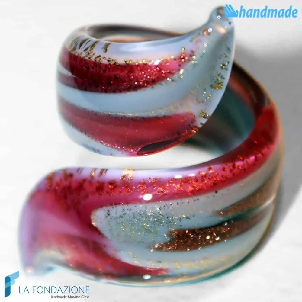 Anello a Nastro Amarena in vetro di Murano - La Fondazione snc - RINGS0044
