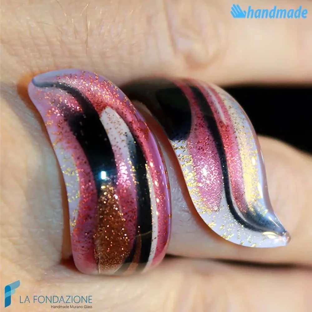 Anello a Nastro Ciliegia in vetro di Murano - La Fondazione snc - RINGS0045