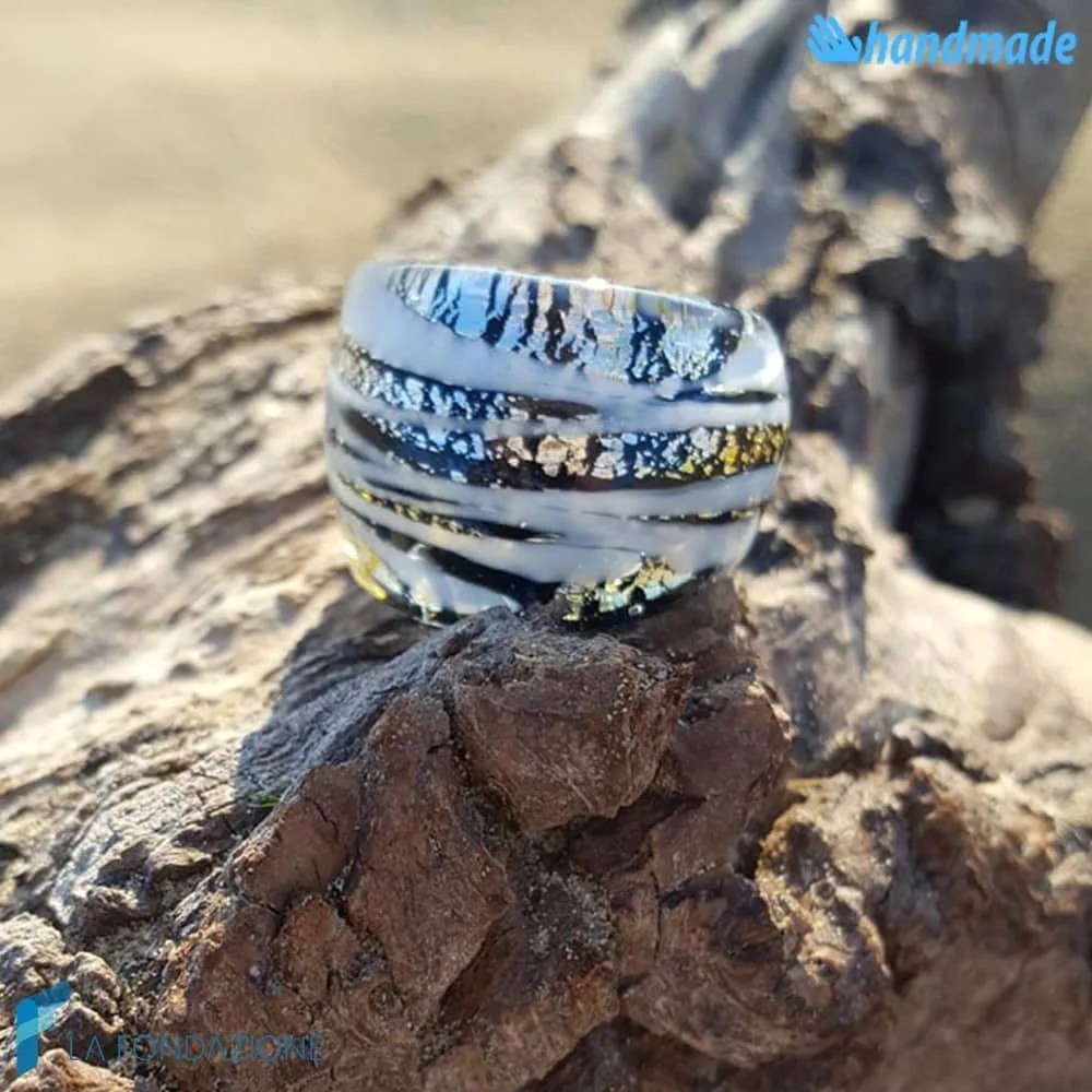 Anello Ghiaccio a Fascia in vetro di Murano - RINGS0070