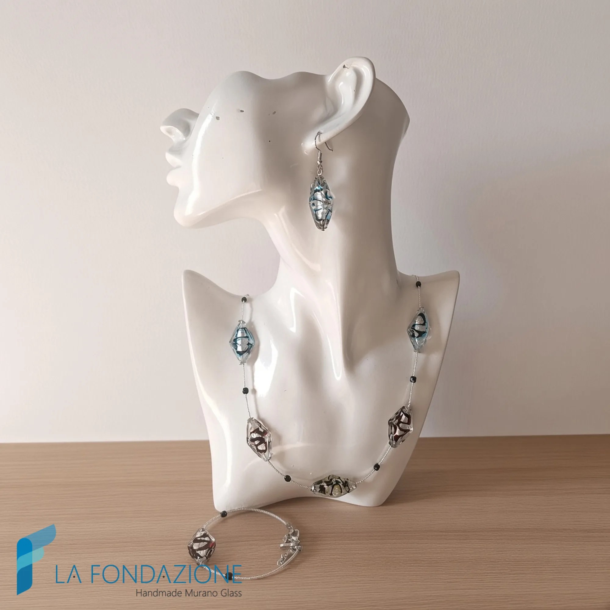 Parure Losanga Argento con collana, bracciale e orecchini - PARU0071 - La Fondazione