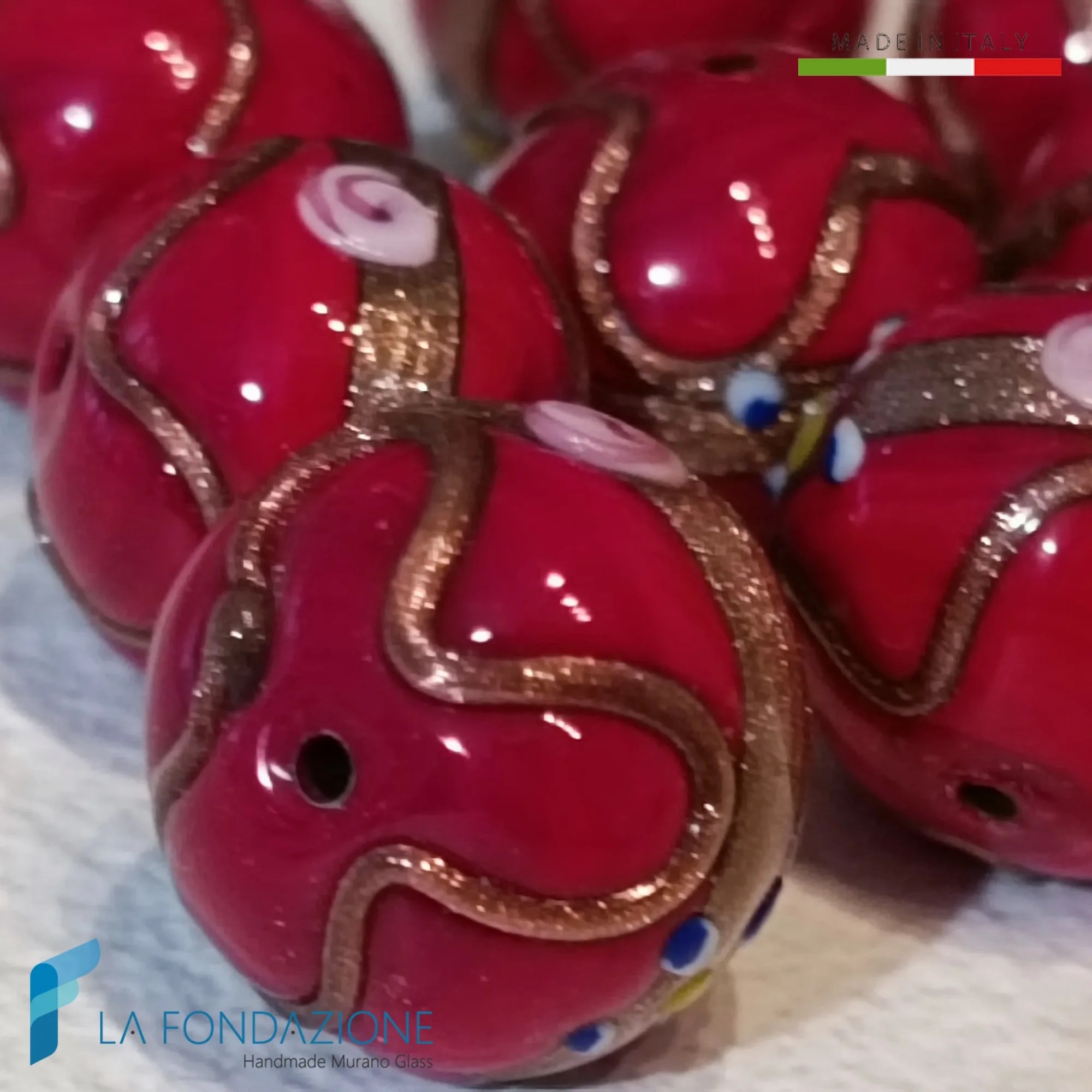 Perle Fiorato Veneziano Rosse