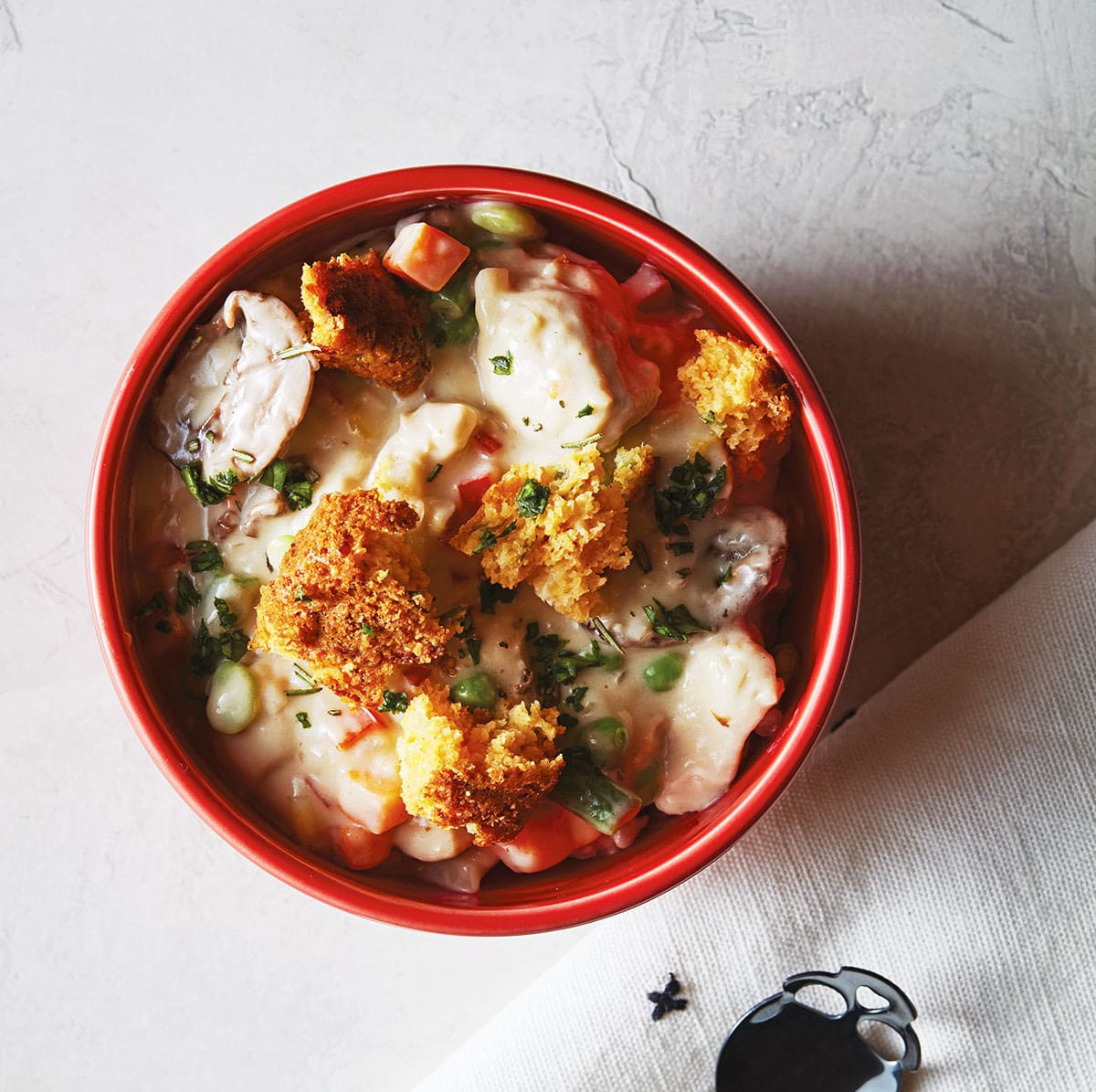 "Unlike Mrs. Lovett�s suspicious meat pies in Sweeney Todd, our Love It Pot Pie is a sweet and spicy Southern take on that cozy English classic: chicken pot pie. Still...enjoy with caution."