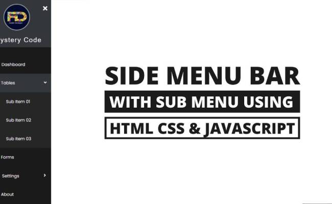 Sidebar Dropdown Menu Using HTML, CSS & JavaScript