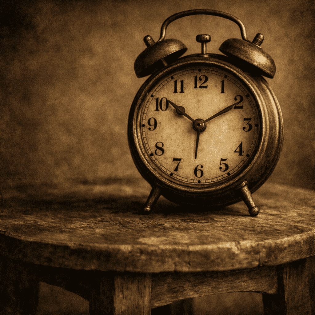 Vintage alarm clock symbolizing time management and reflection.
