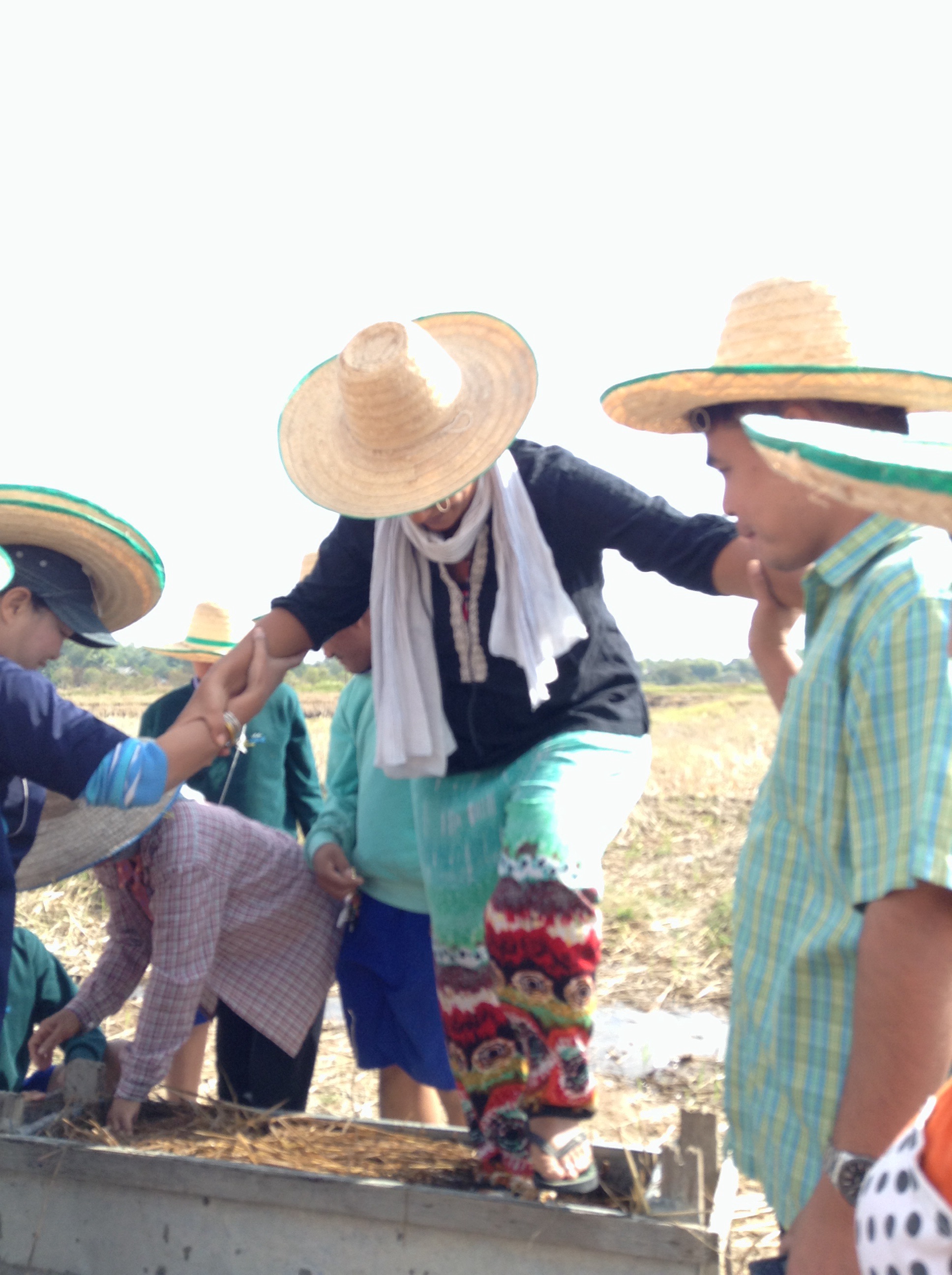 After the rice was packed, students - and teachers! Got to stomp on it.