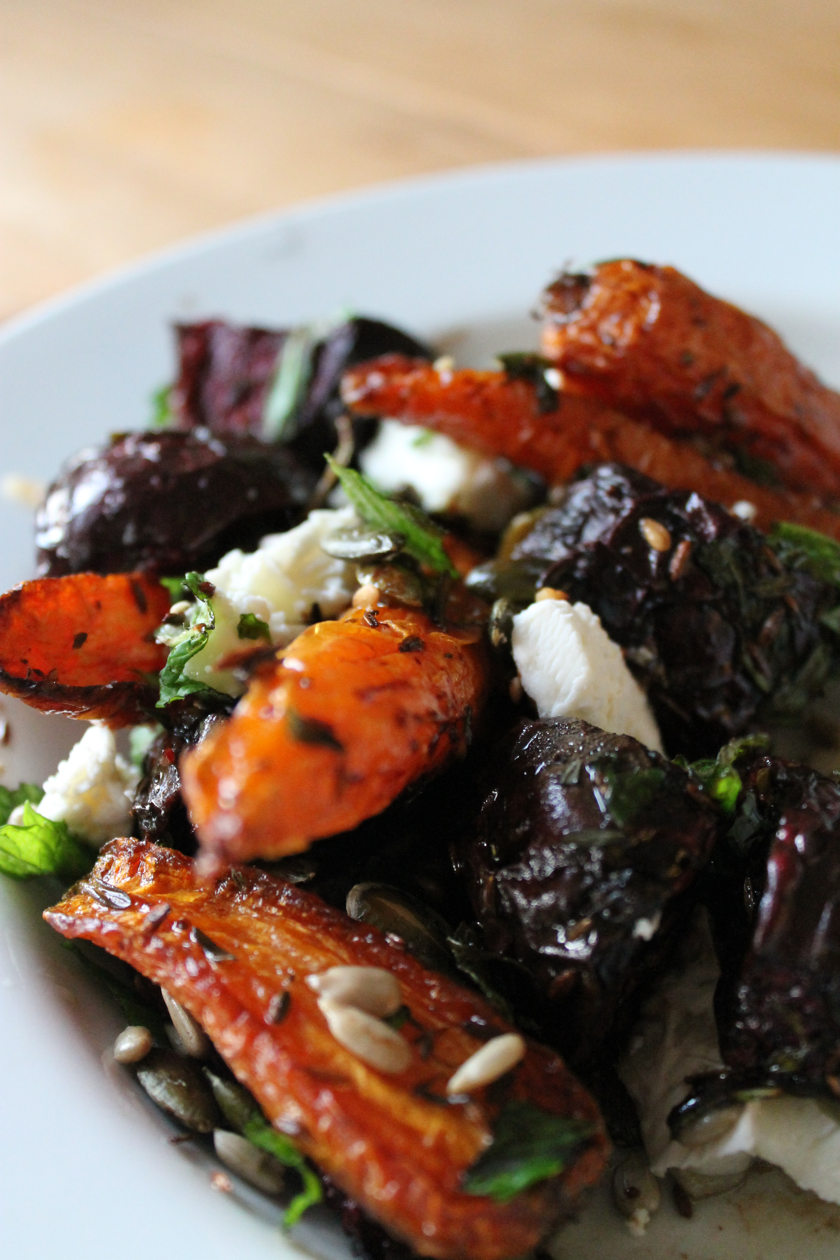 Roasted allotment salad with Balsamic Pearls