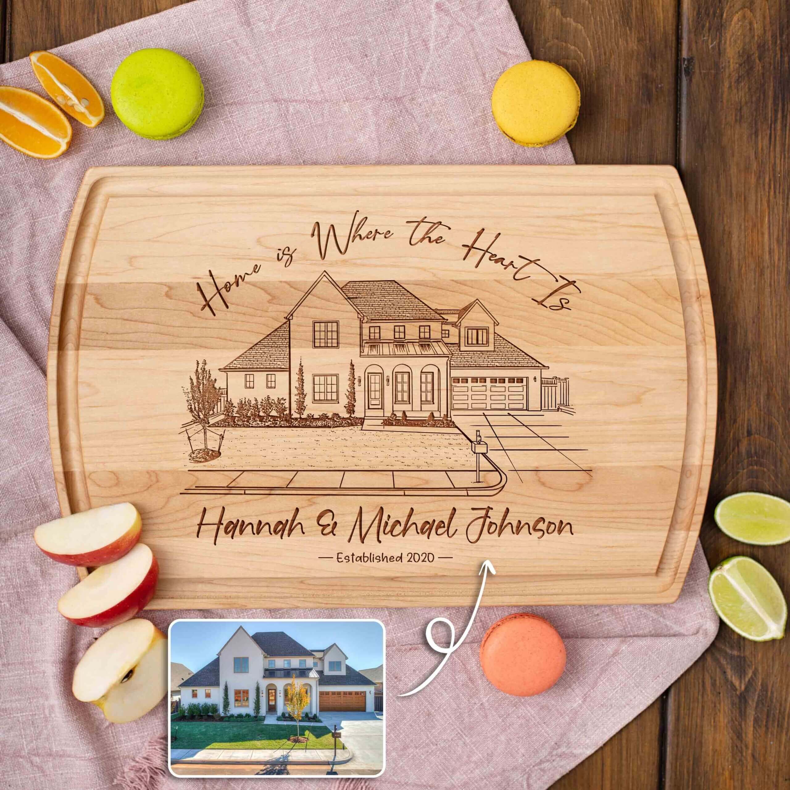 Custom House Engraved Cutting Board