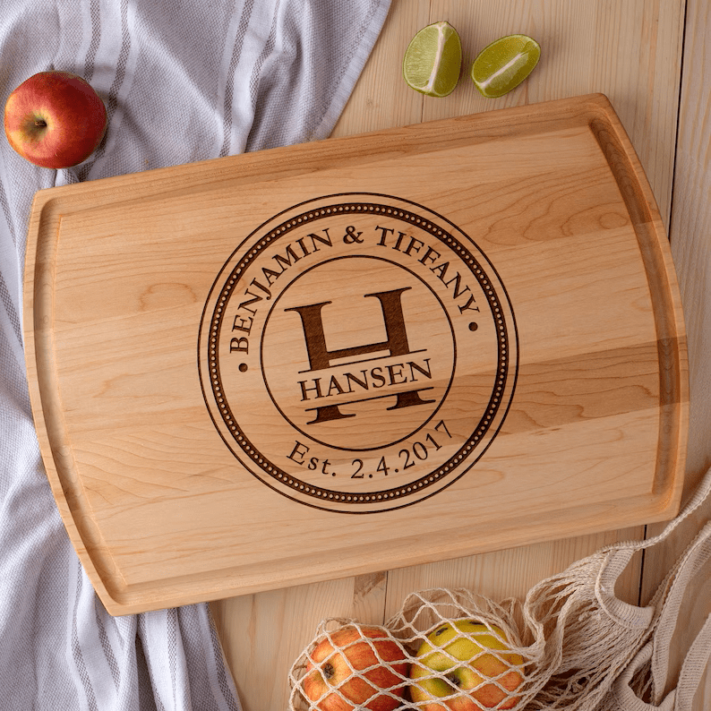 monogram letter with name cutting board