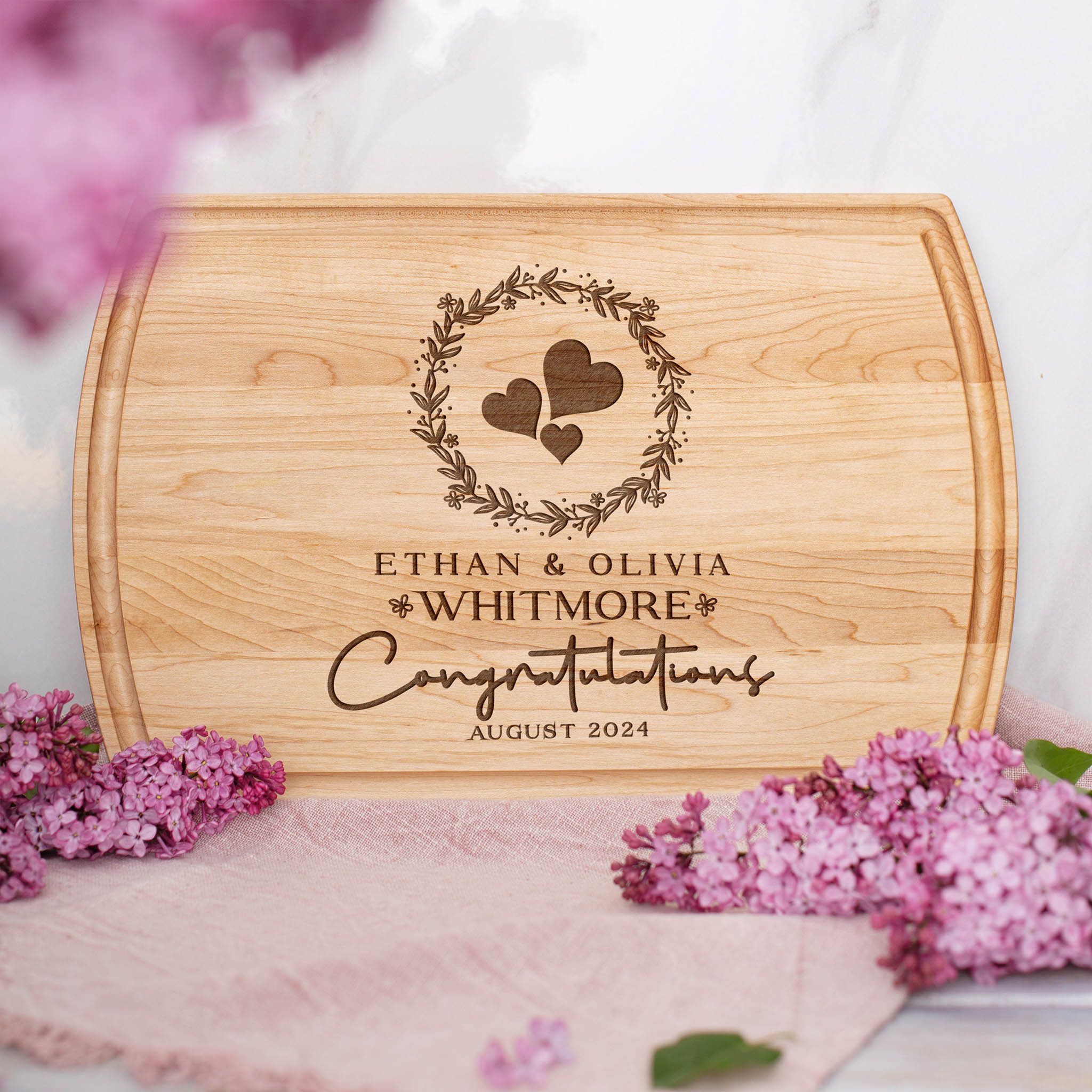 Personalized Cutting Board with Hearts