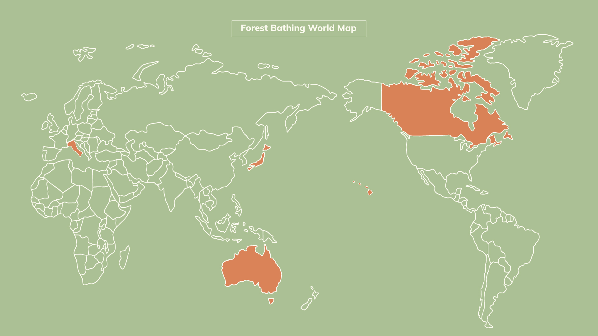 Click the following countries on the map to find Forest Bathing Walk