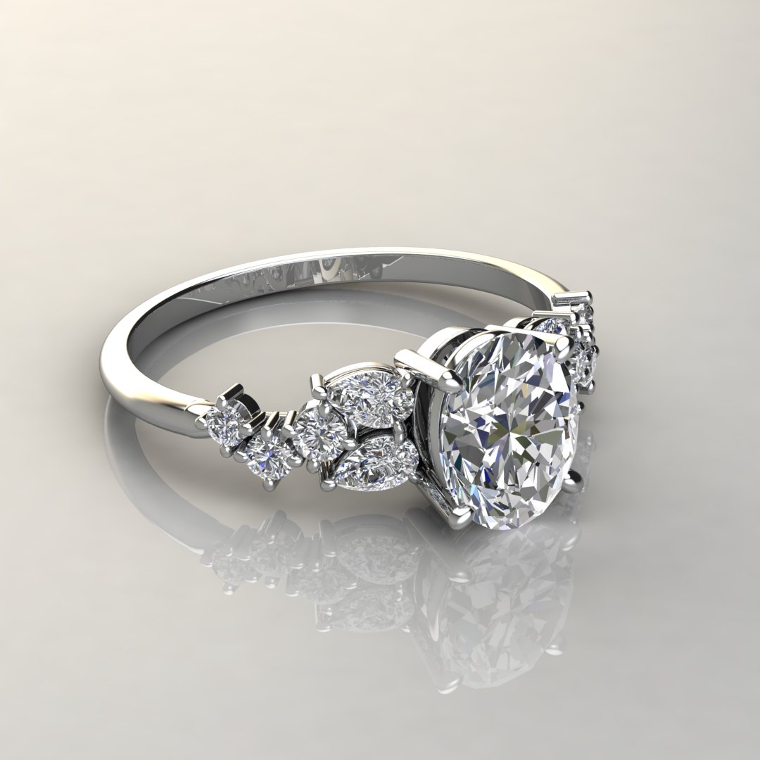 Custom design oval cut moissanite engagement ring