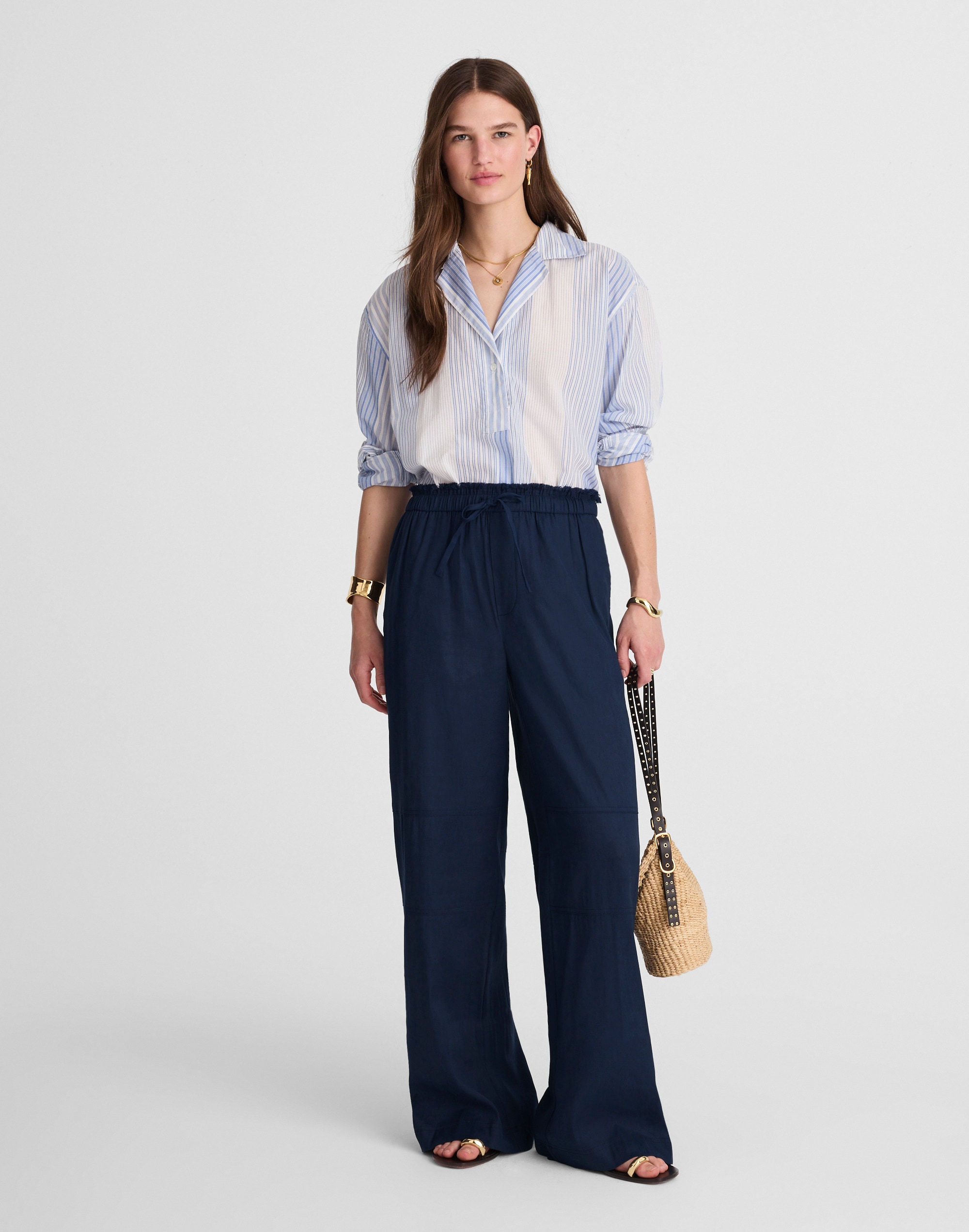 Raw-Edge Drawstring Pant