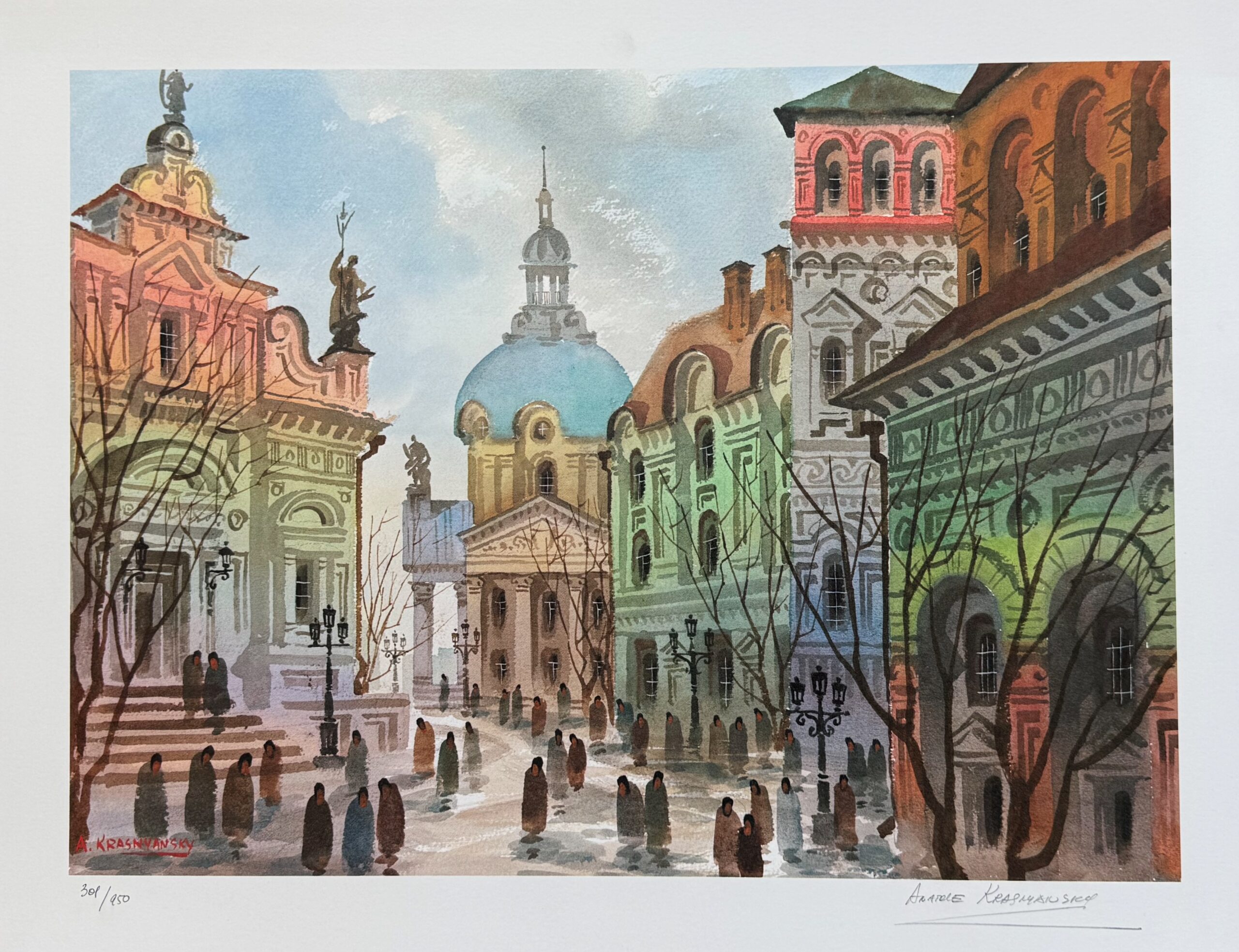 Anatole Krasnyansky STREETS OF OLD ROME Hand Signed Limited Edition Lithograph
