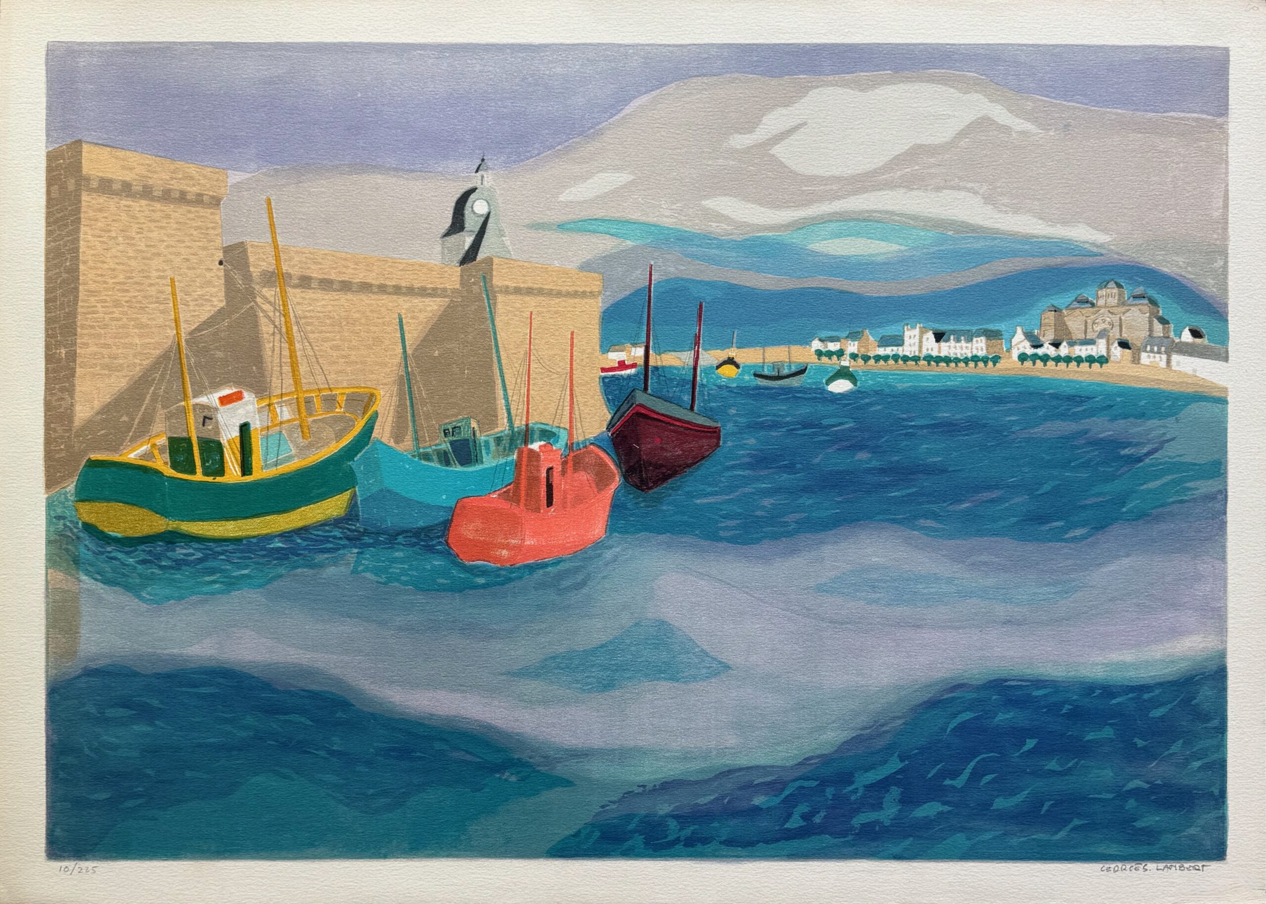 Georges Lambert SEASIDE SAILBOATS Limited Edition Hand Signed Lithograph