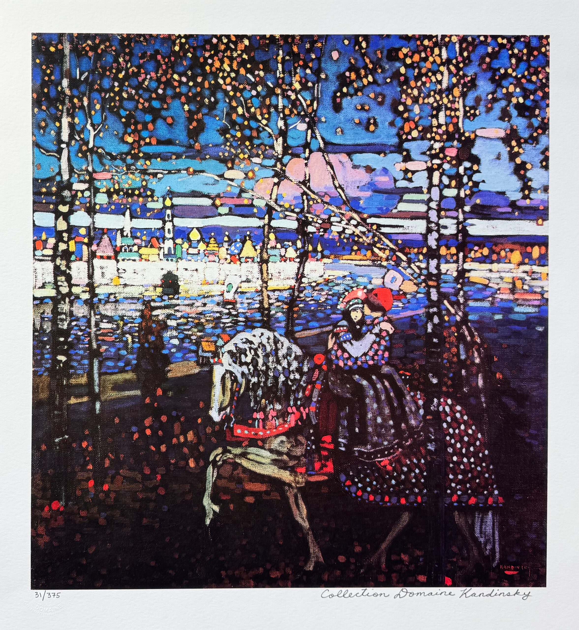 Wassily Kandinsky COUPLE RIDING Estate Signed Limited Edition Giclee 18 x 17