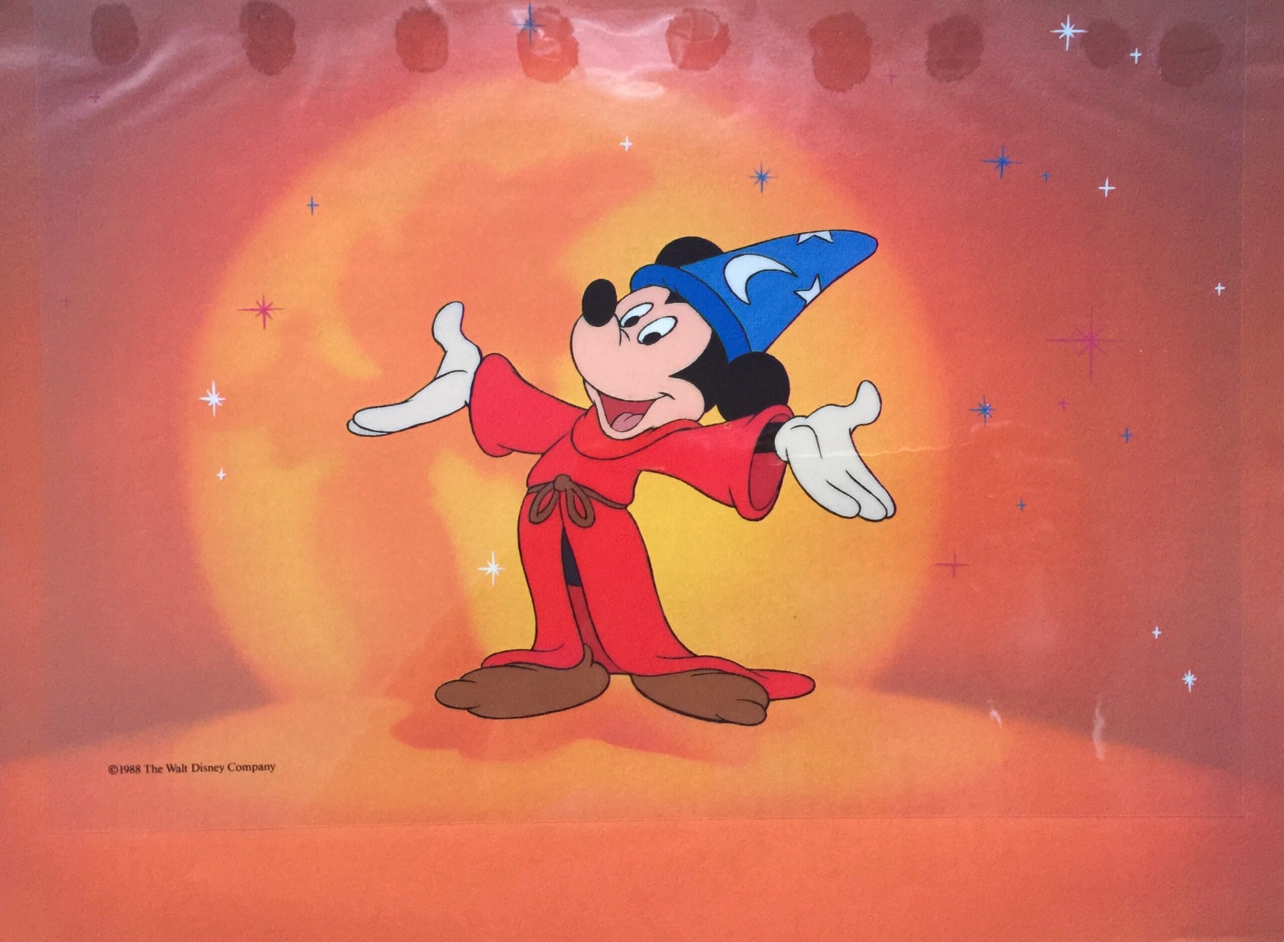 DISNEY Mickey Mouse SORCERER FANTASIA 1988 Sericel Animation Art