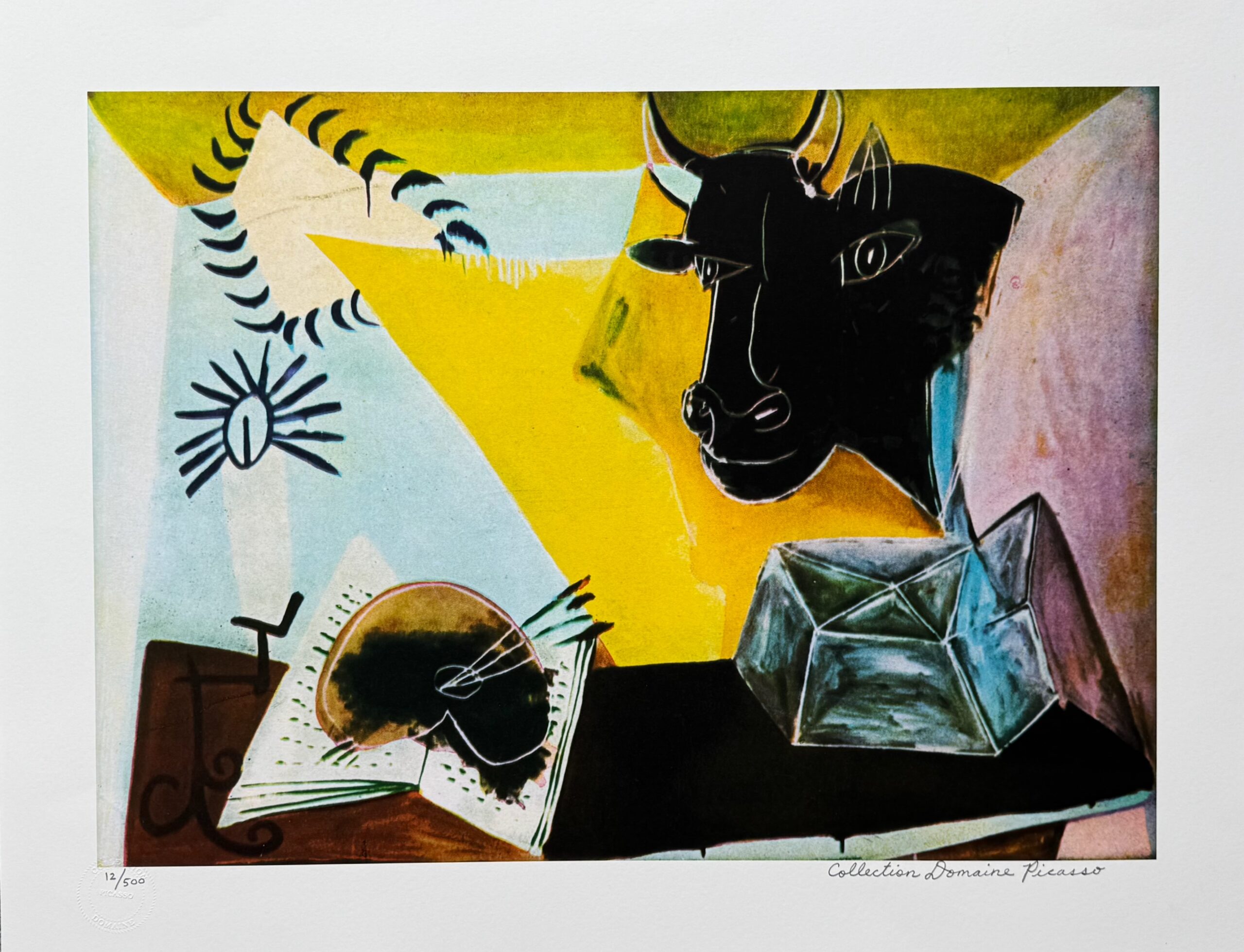 #43 STILL LIFE WITH CANDLE, PALETTE AND BLACK BULL’S HEAD Pablo Picasso Estate Signed Giclee