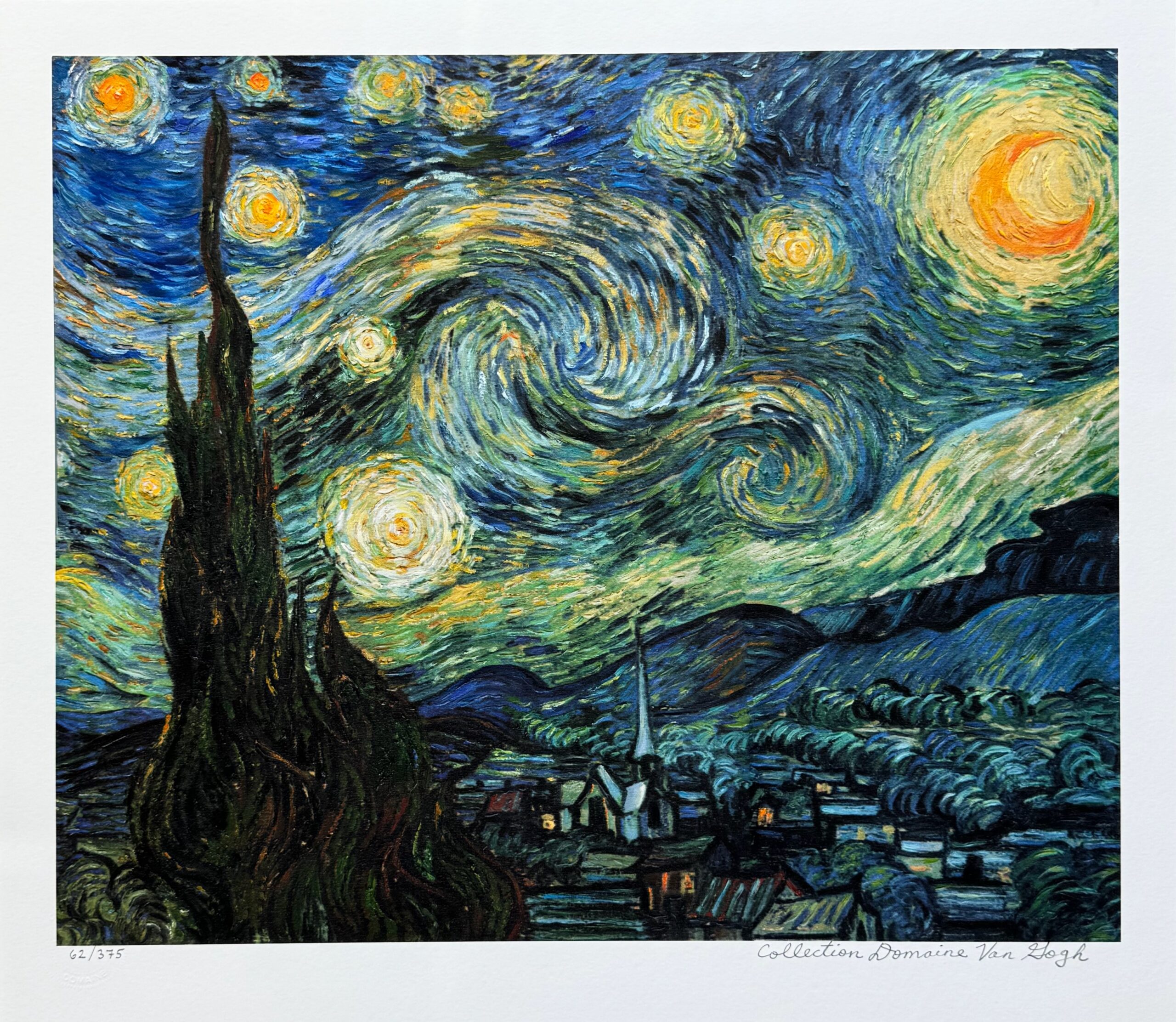 Vincent Van Gogh STARRY NIGHT Estate Signed Limited Edition Giclee 17″ x 20″