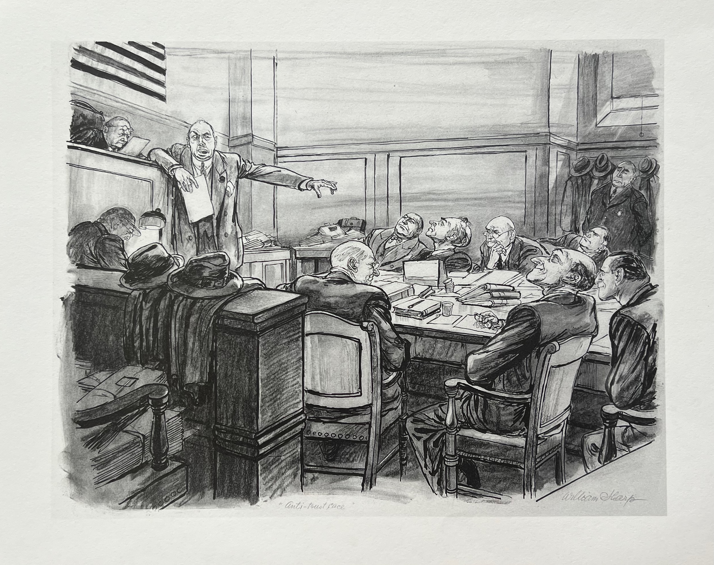 William Sharp ANTI-TRUST CASE Hand Signed Lithograph Lawyer Judge Courthouse