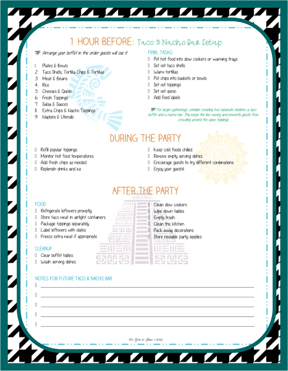 Taco Bar checklist pg 3 image