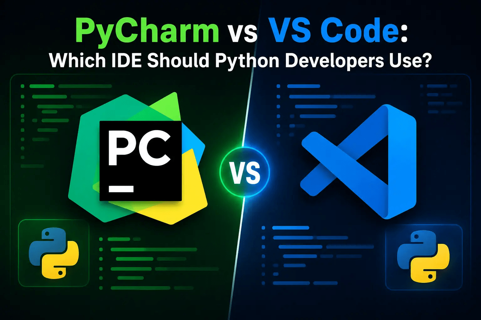 PyCharm vs VS Code comparison for beginner developers choosing a code editor