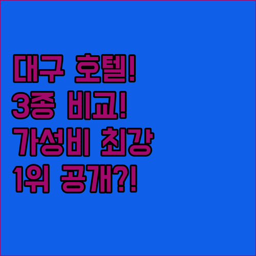 대구 중심가 호텔 3종 비교 가성비 최강은 과연 어디일까