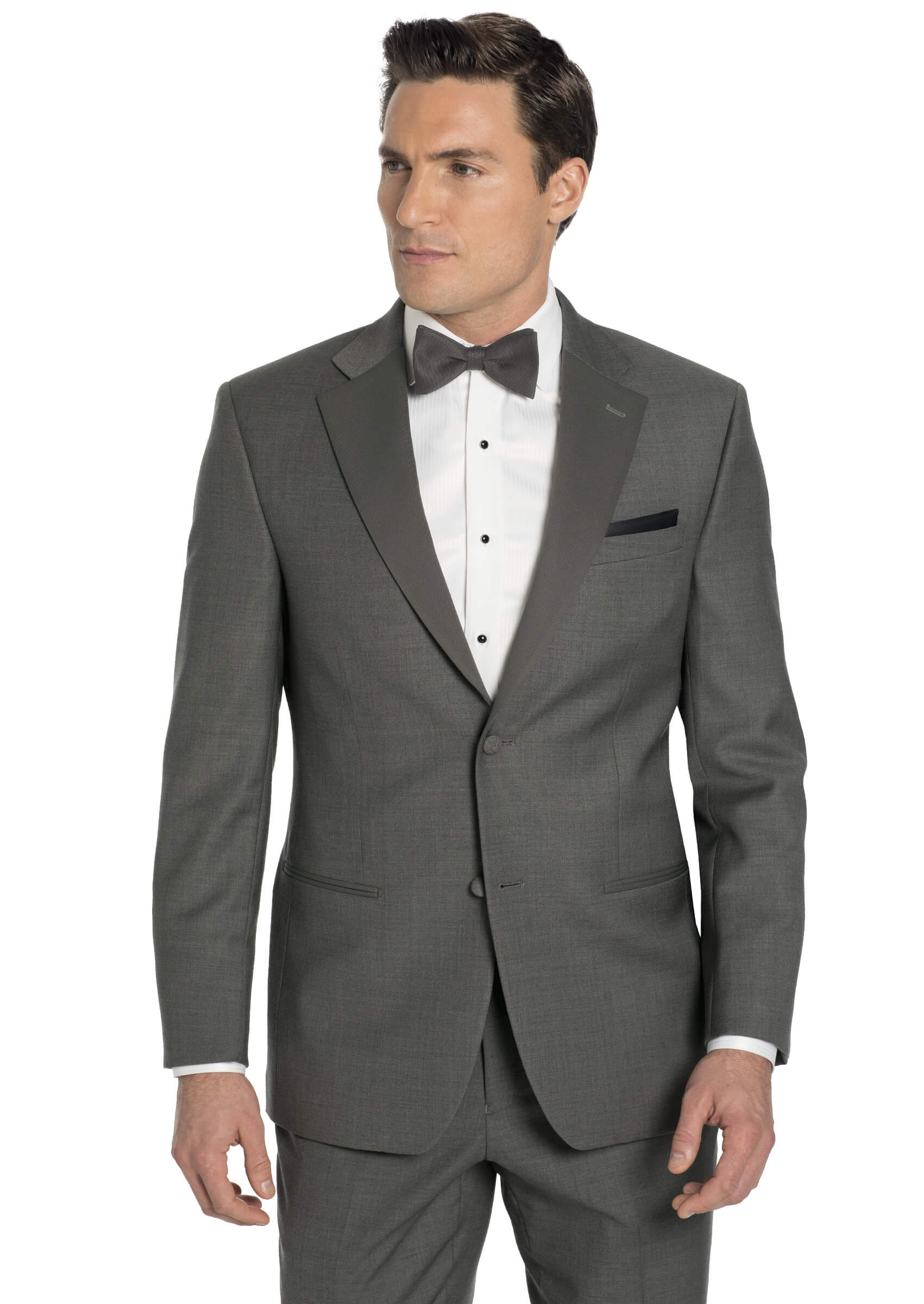 Man in gray suit with bow tie.