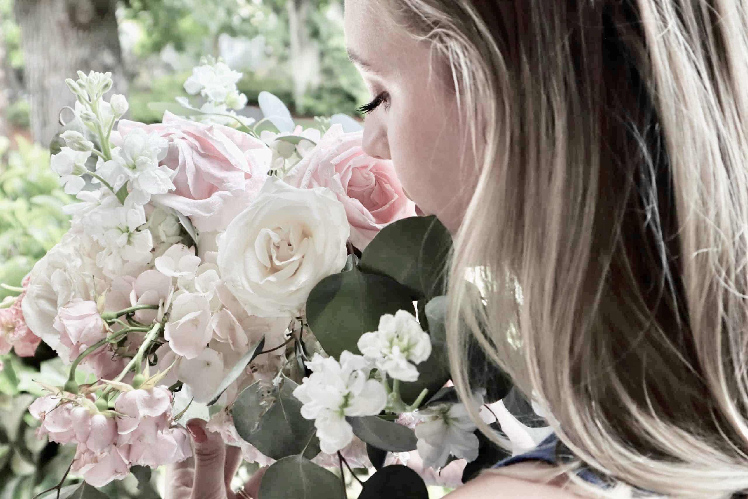 Carlie from Formal Normal stopping to smell the flowers!