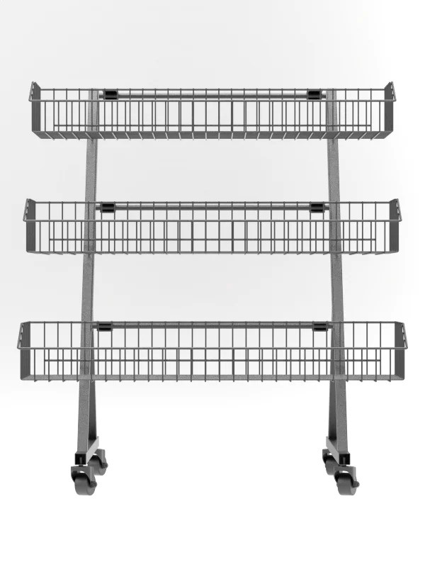 3-Tier Supermarket Storage Rack side view