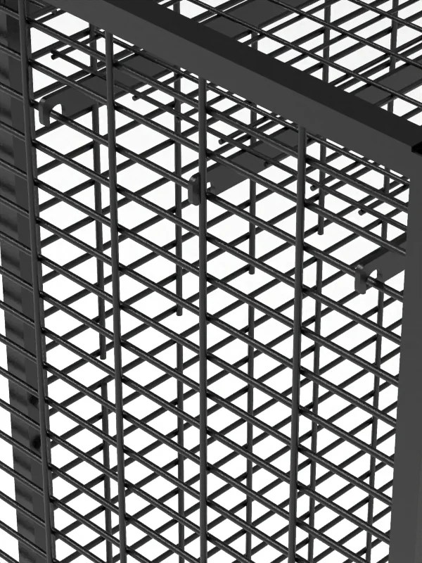 Three-sided wall grid panel rack structure for retail merchandising