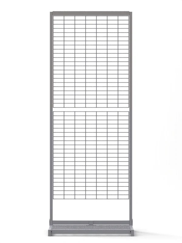 160cm gridwall panel display rack with powder-coated grey metal grid frame