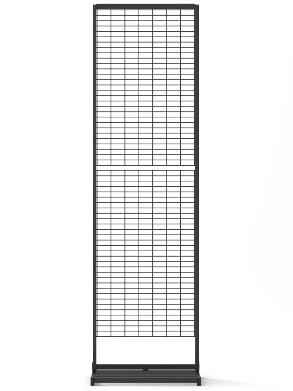 Gridwall rack display stand with powder-coated metal grid frame