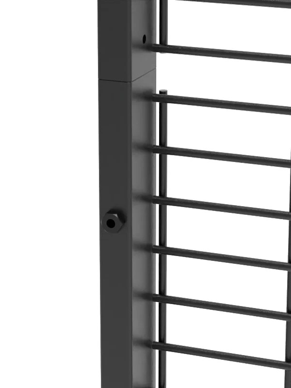 Powder-coated gridwall display rack frame detail