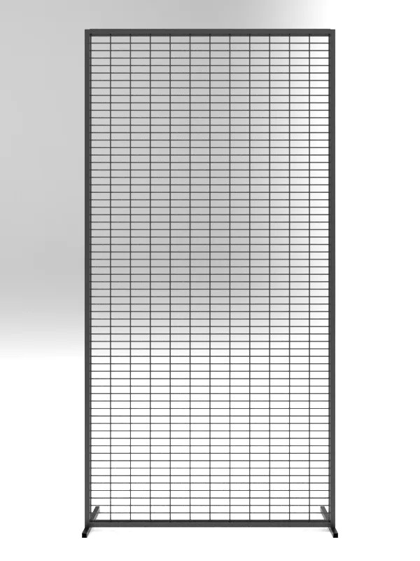 Metal grid panel display rack with powder-coated iron frame for retail merchandising
